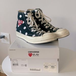 CDG PLAY Hi-top Black w/ White Polka Dots Converse Size 10
